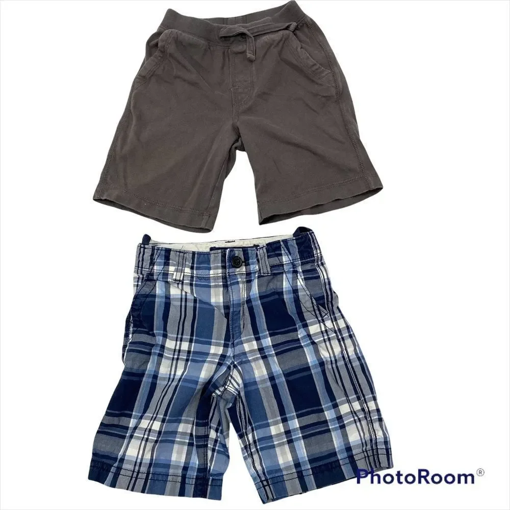 Two Pairs Boys Baby Gap Casual‎ Shorts Both Size 4 Grey and Blue and White Plaid